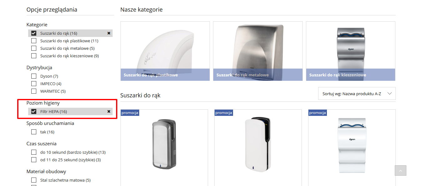 filtr hepa - suszarka do rąk